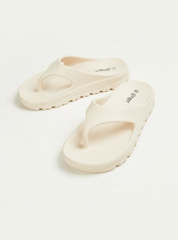 GINGER Women Solid Platform Flip Flops