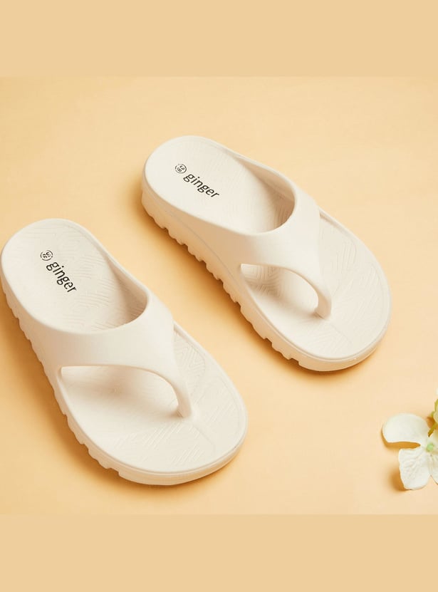 GINGER Women Solid Platform Flip Flops