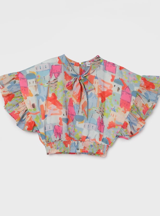 PEPPERMINT Girls Printed Top with Solid Shorts