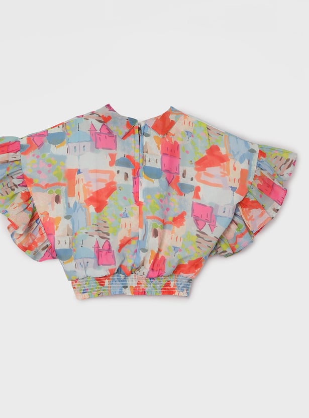 PEPPERMINT Girls Printed Top with Solid Shorts