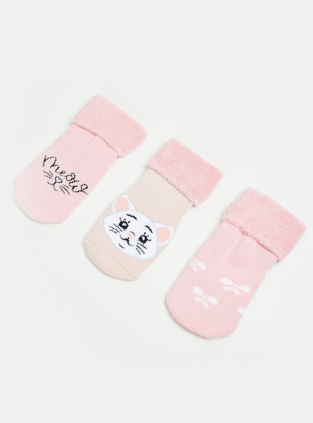 FAME FOREVER Girls Printed Ankle Length Socks- Pack of 3