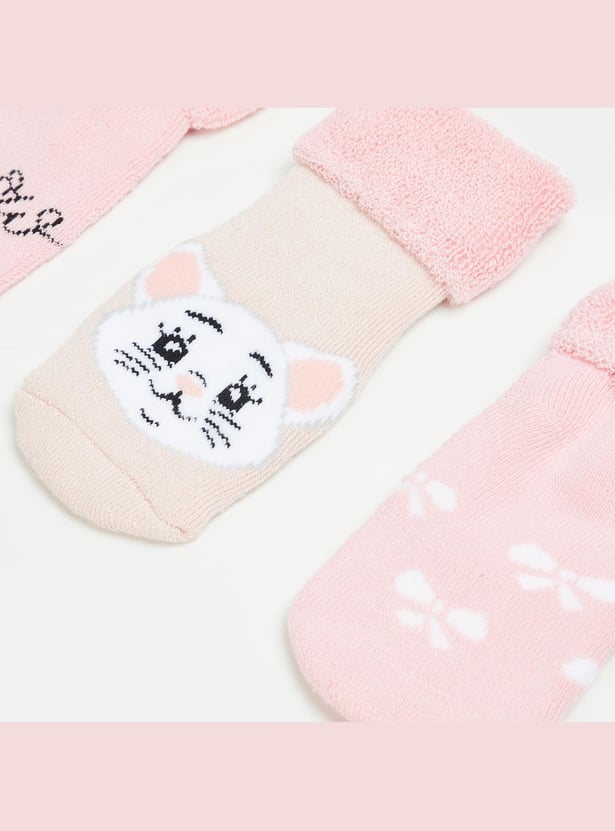 FAME FOREVER Girls Printed Ankle Length Socks- Pack of 3