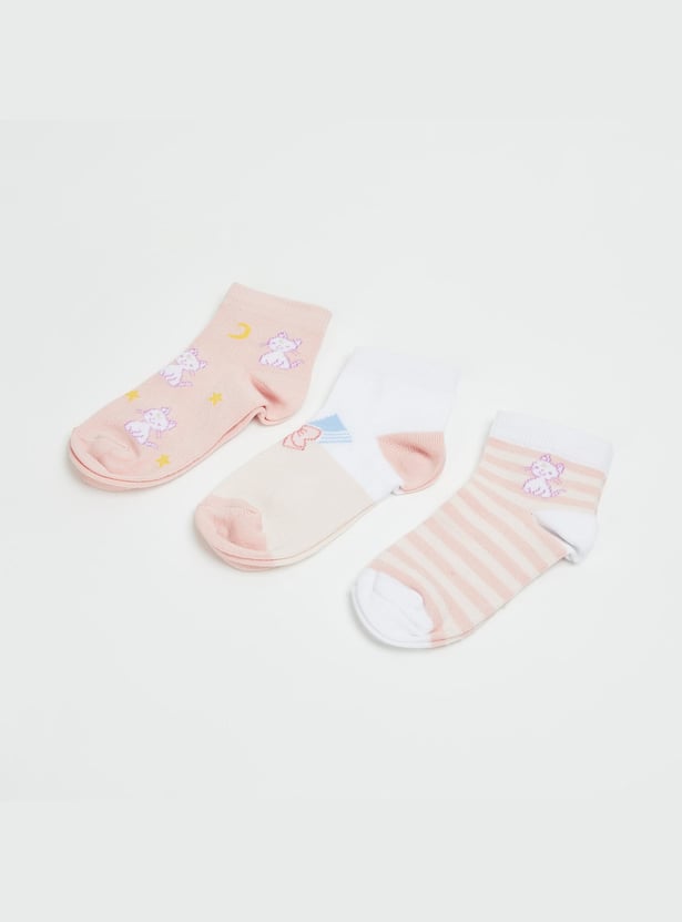 FAME FOREVER Girls Printed Ankle-Length Socks - Pack of 3
