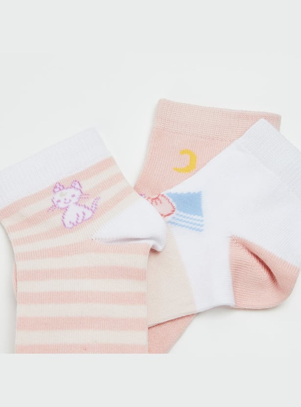 FAME FOREVER Girls Printed Ankle-Length Socks - Pack of 3