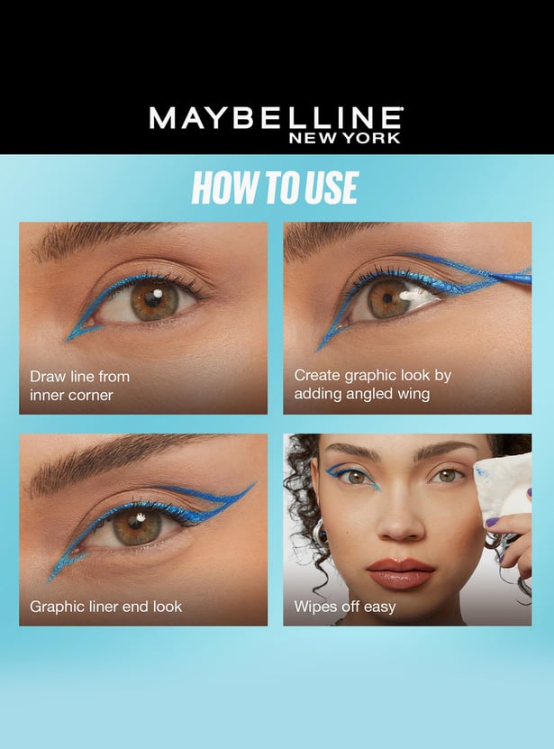 MAYBELLINE NEW YORK Tattoo Play Liquid Eyeliner - Ride Light Blue - 2.1ml