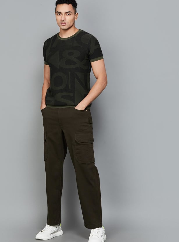 JACK & JONES Men Solid Regular Fit Cargo Trousers
