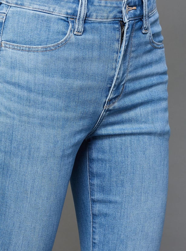 AMERICAN EAGLE Women Stonewashed Disrtessed Bootcut Jeans