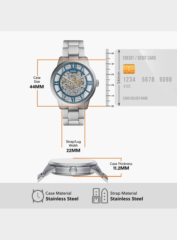 FOSSIL Townsman Men Skeleton Automatic Watch with Metal Strap - ME3260I