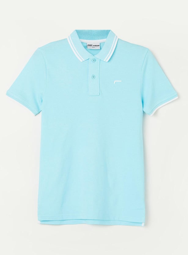 FAME FOREVER Boys Contrast Trim Polo T-shirt