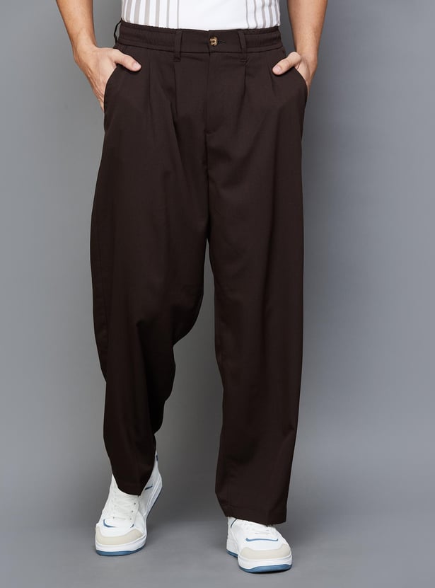 BOSSINI Men Solid Oversized Casual Trousers