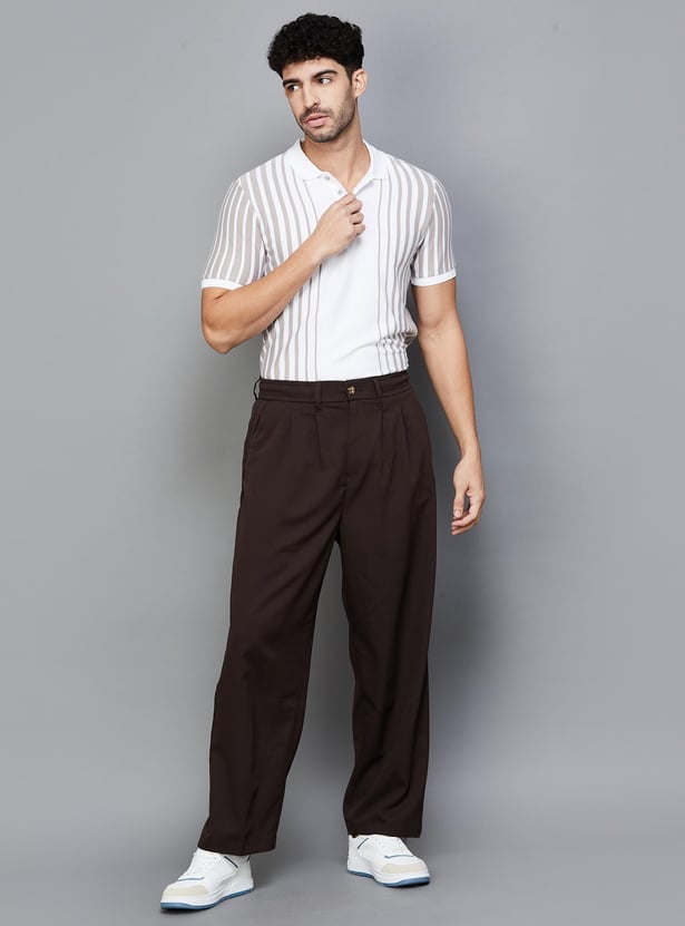 BOSSINI Men Solid Oversized Casual Trousers