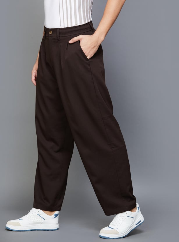 BOSSINI Men Solid Oversized Casual Trousers