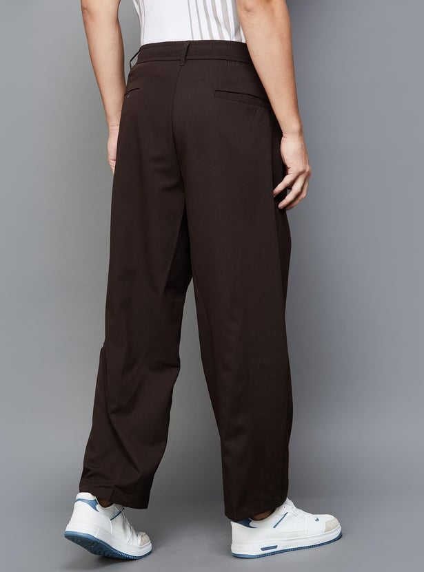 BOSSINI Men Solid Oversized Casual Trousers