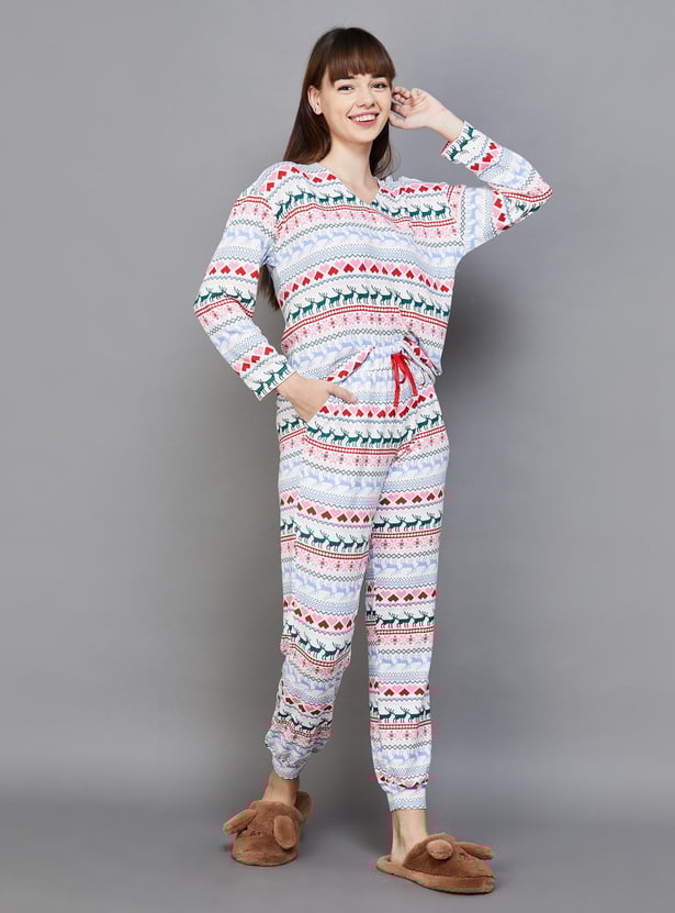 GINGER Women Fair Isle Printed Nightwear Set