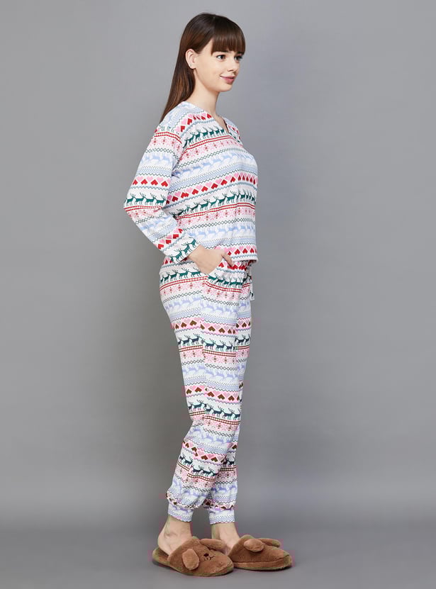 GINGER Women Fair Isle Printed Nightwear Set