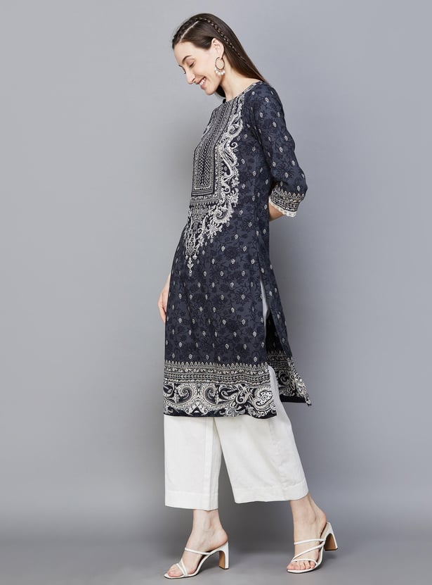 Buy BIBA Women Floral Printed Straight Kurta From BIBA At Just INR 1599.0