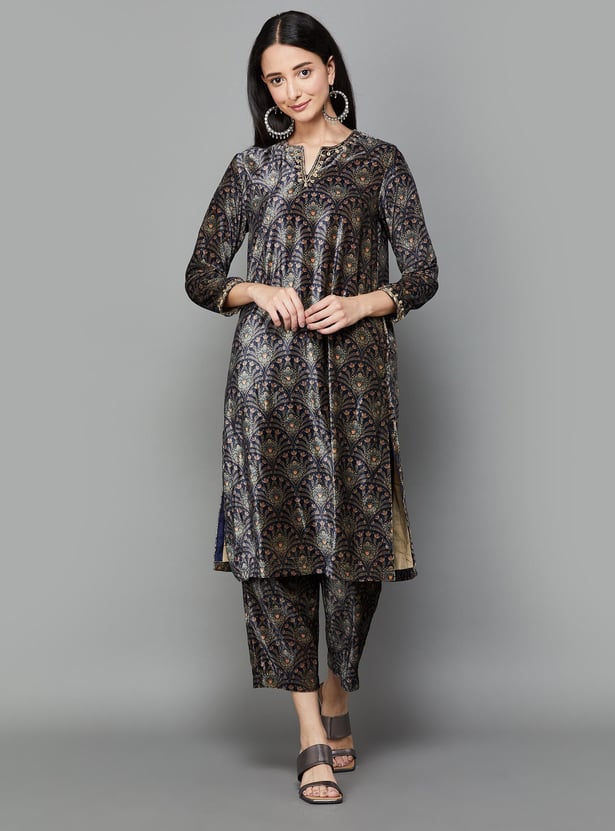 BIBA Women Ethnic Printed Straight Kurta Set