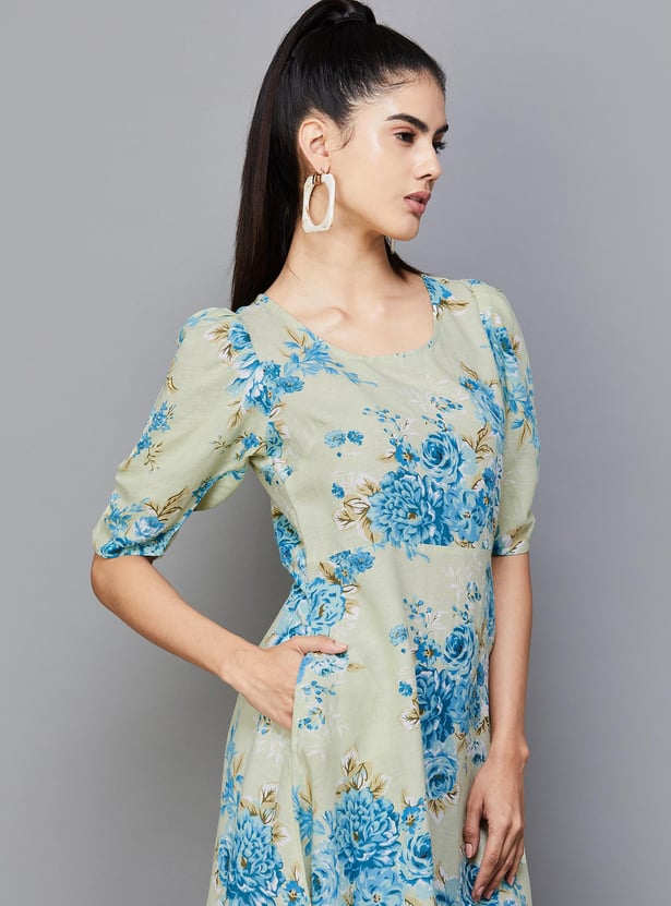 Buy CODE Women Floral Printed A-Line Dress from CODE at just INR 2399.0