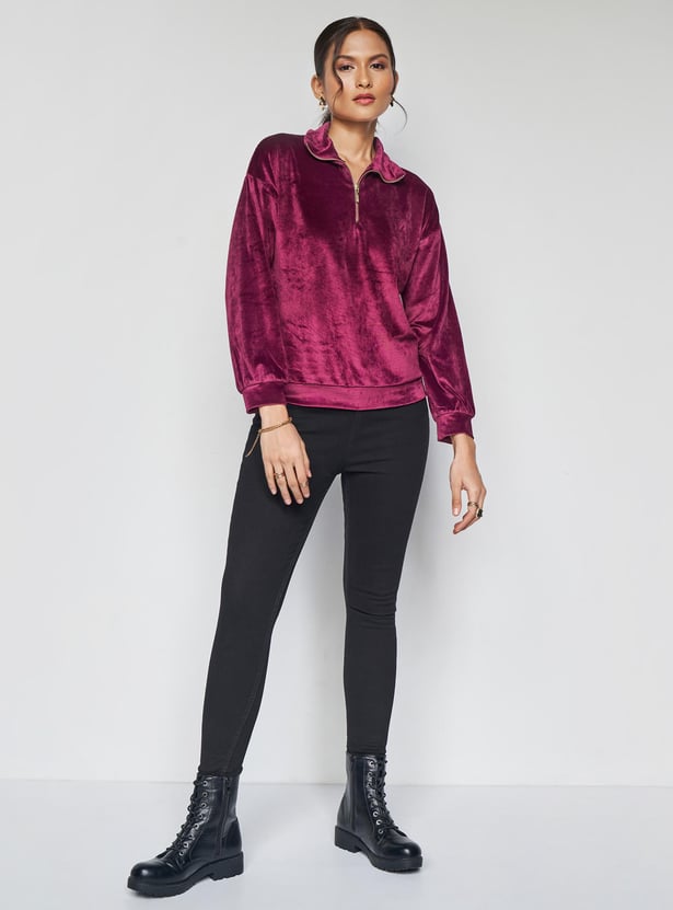 Buy AND Women Velvet Drop-Shoulder Sweatshirt from AND at