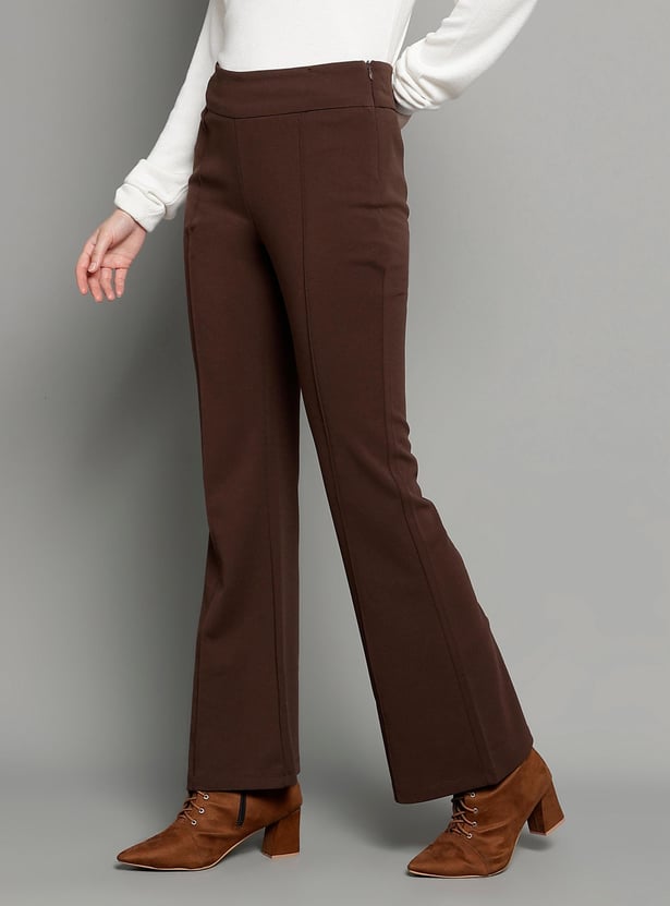 [LOW CLASSIC] /☆ 24FW PIN TUCK BOOTCUT PANTS / BROWN Women's High Rise Bi Stretch Pintuck Boot Cut Pants | Lands' End