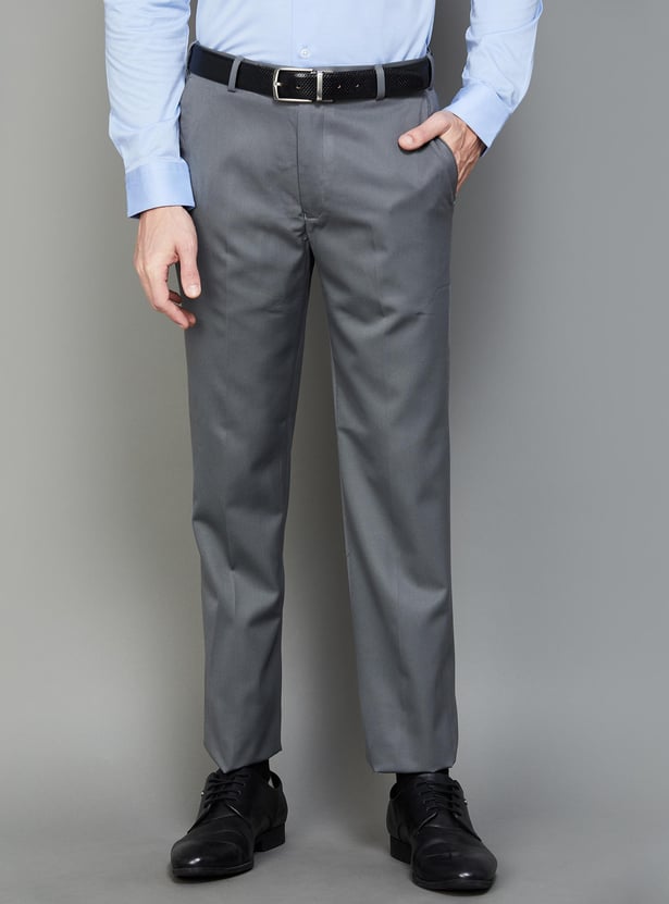 Buy PARK AVENUE Men Solid Slim Fit Formal Trousers from Park Avenue at ...
