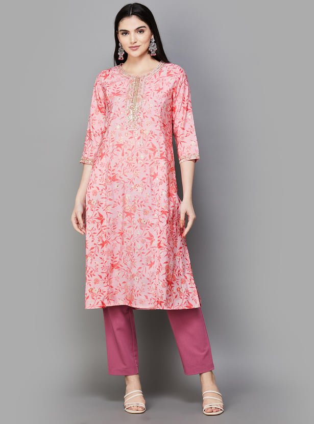 MELANGE Women Embellished Straight Kurta