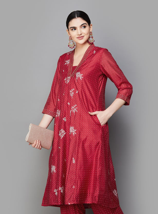 MELANGE Women Floral Printed Straight Kurta Set