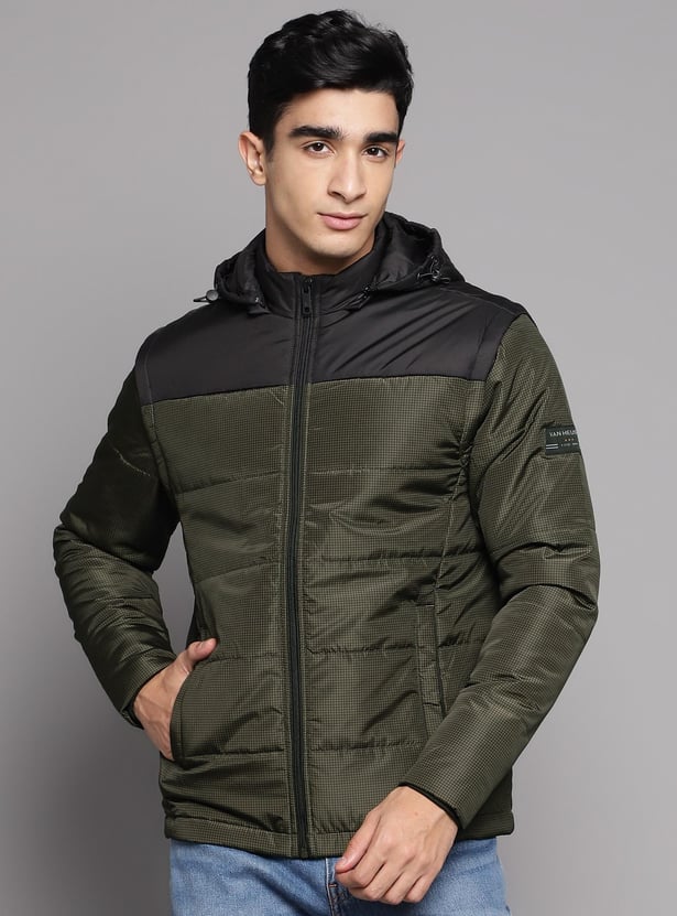 Buy VH SPORTS Men Colourblocked Hooded Puffer Jacket from VH