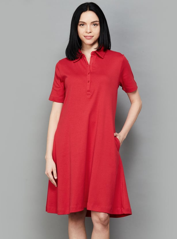 COLOUR ME Women Solid A-line Dress