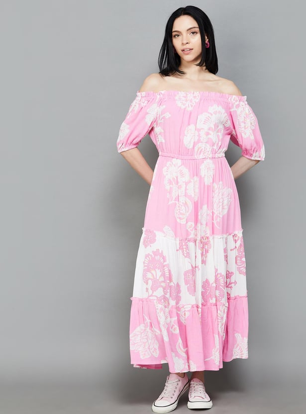 COLOUR ME Women Floral Printed Tiered Maxi Dress