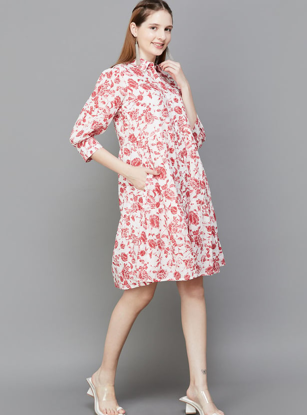 COLOUR ME Women Floral Printed Shirt Dress