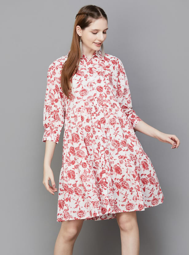 COLOUR ME Women Floral Printed Shirt Dress