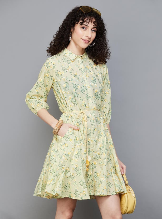 COLOUR ME Women Botanical Printed Fit & Flare Dress