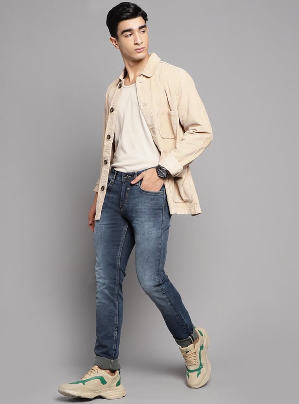 CELIO Men Washed Slim Tapered Jeans