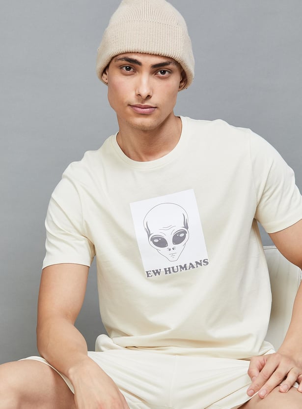 Buy FAME FOREVER Men Graphic Print Regular Fit T-shirt from Fame