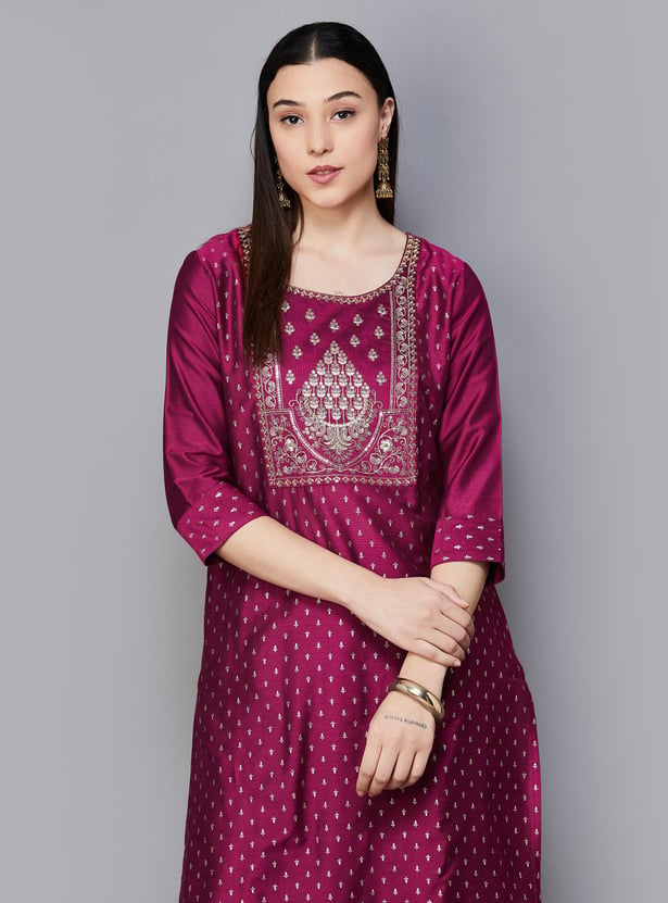 MELANGE Women Embellished Straight Kurta