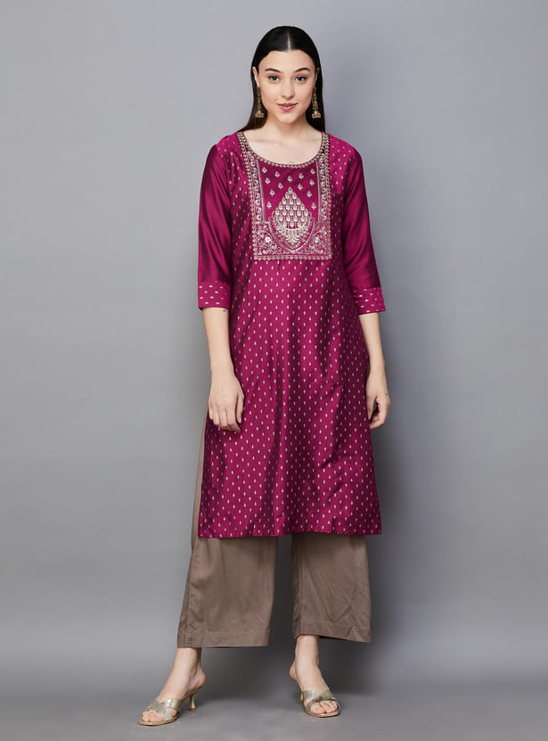 MELANGE Women Embellished Straight Kurta