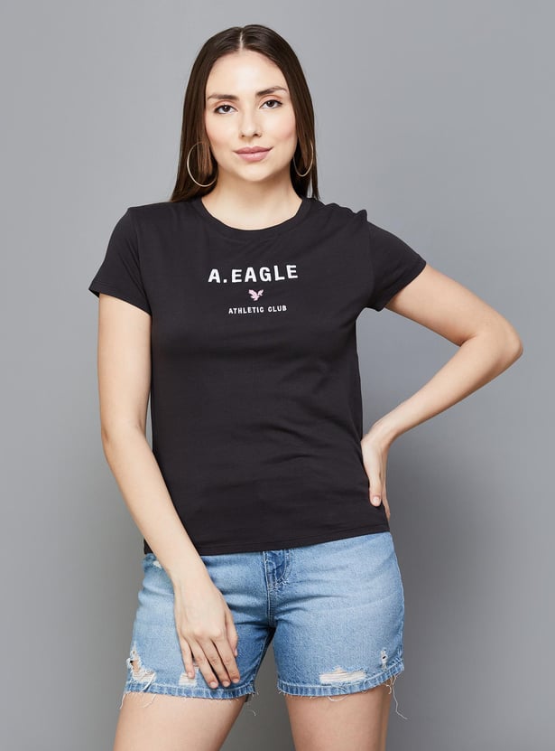 AMERICAN EAGLE Women Embroidered T-Shirt