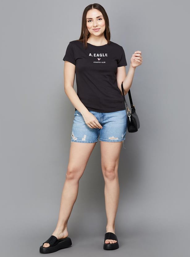 AMERICAN EAGLE Women Embroidered T-Shirt