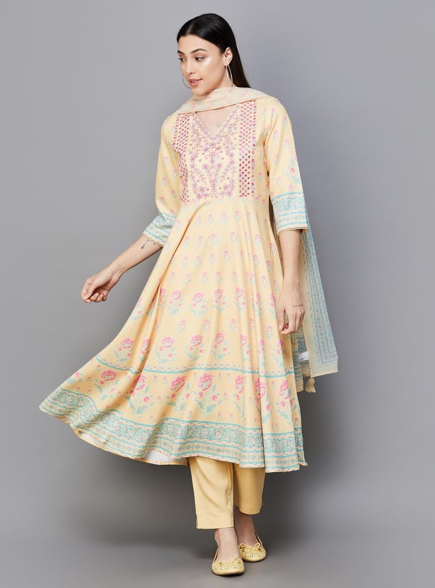 MELANGE Women Printed Anarkali Kurta Set