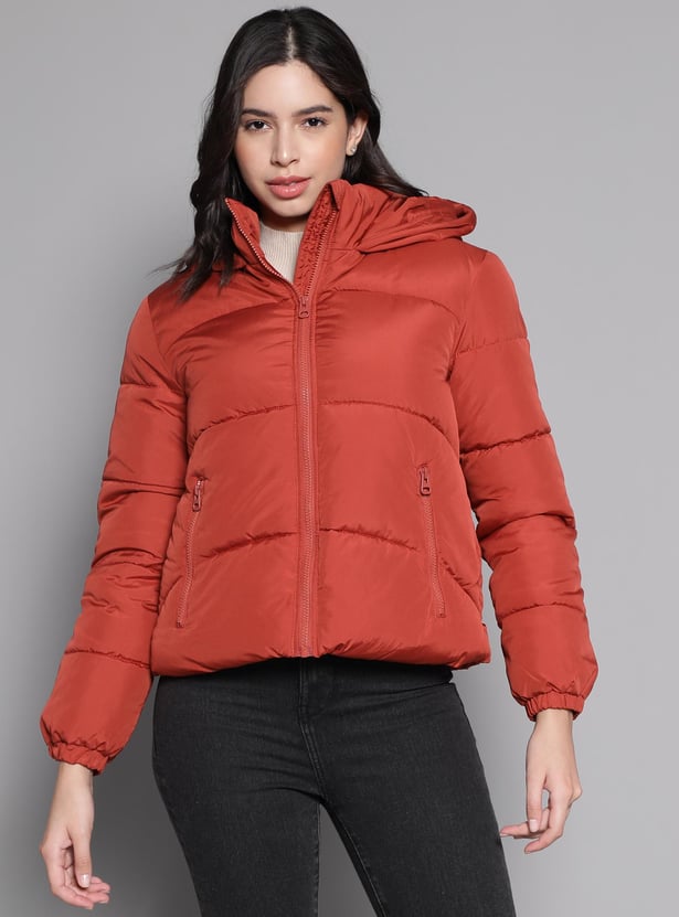 Down Jacket Orange Jacket Women Buy VERO MODA Women Solid Puffer