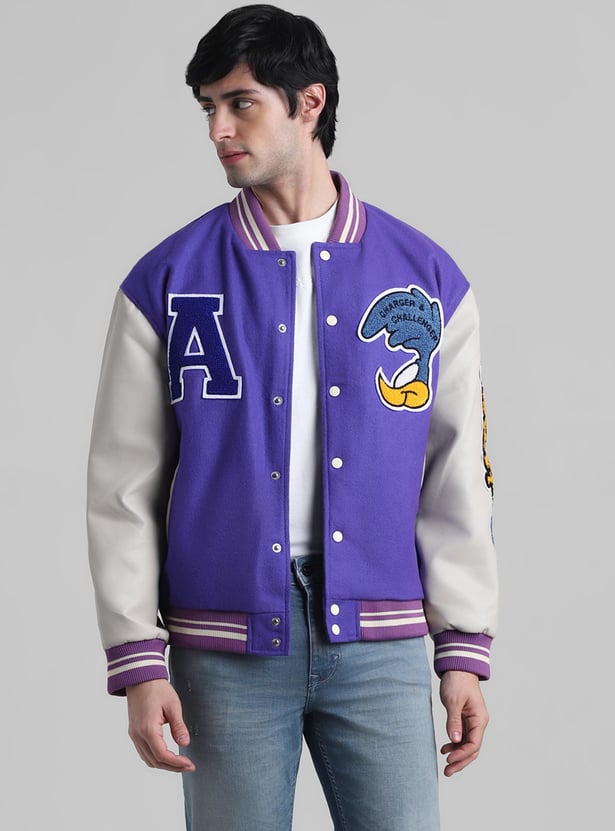 Buy JACK & JONES Men Colourblocked Varsity Jacket from JACK Buy JACK & JONES Men Colourblocked Varsity Jacket from JACK