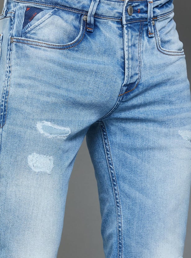 KILLER Men Distressed Slim Straight Jeans