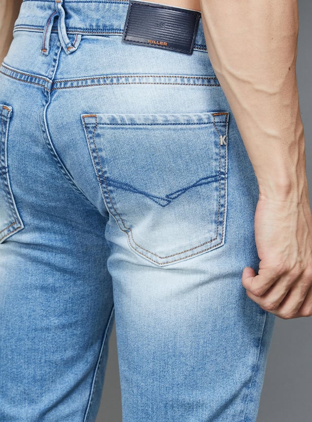 KILLER Men Distressed Slim Straight Jeans