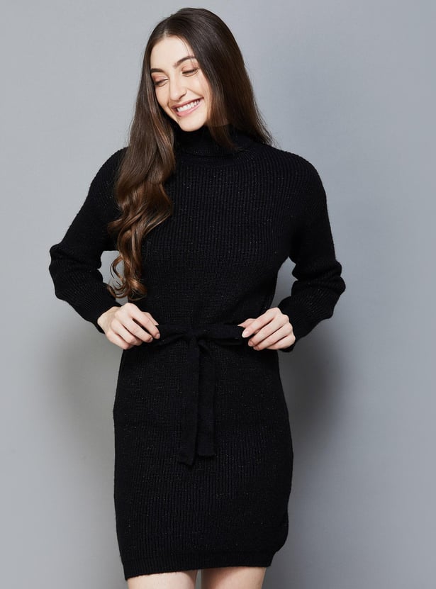 Buy MADAME Women Knitted Turtle Neck Sweater Dress from Madame at