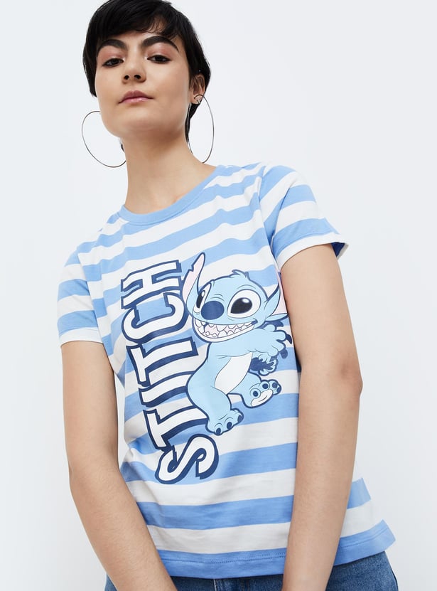 Buy GINGER Women Stitch Printed Slim Fit T shirt from Ginger at just INR 799.0