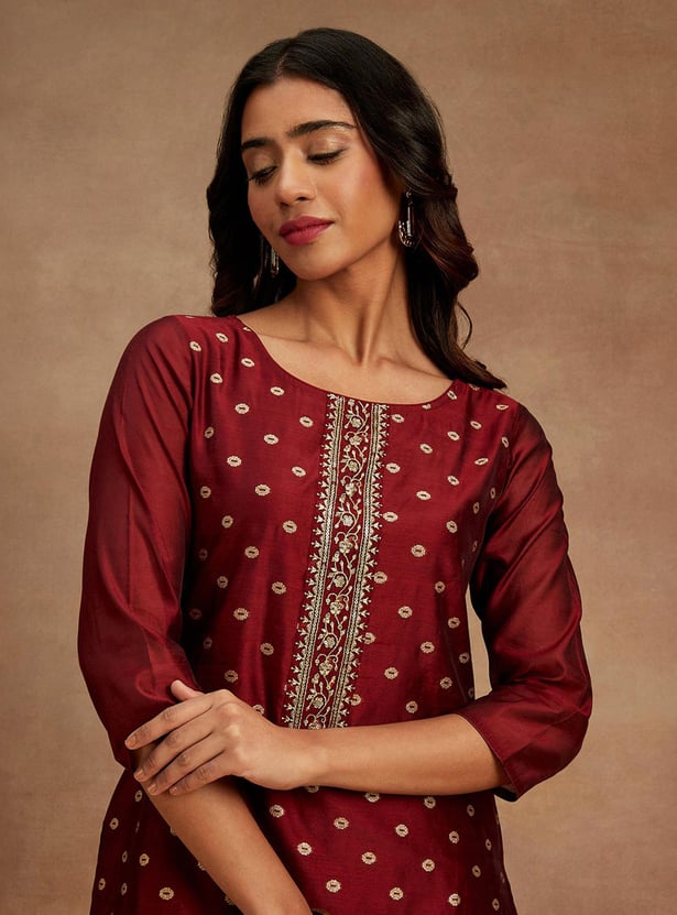 Buy LIBAS Women Embroidered Straight Kurta from Libas at just INR 2199.0