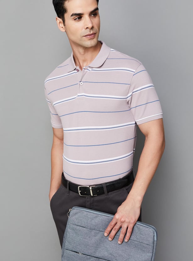 Buy CODE Men Striped Polo T-shirt from CODE at just INR 1299.0