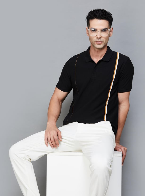 CODE Men Striped Regular Fit Polo T-shirt
