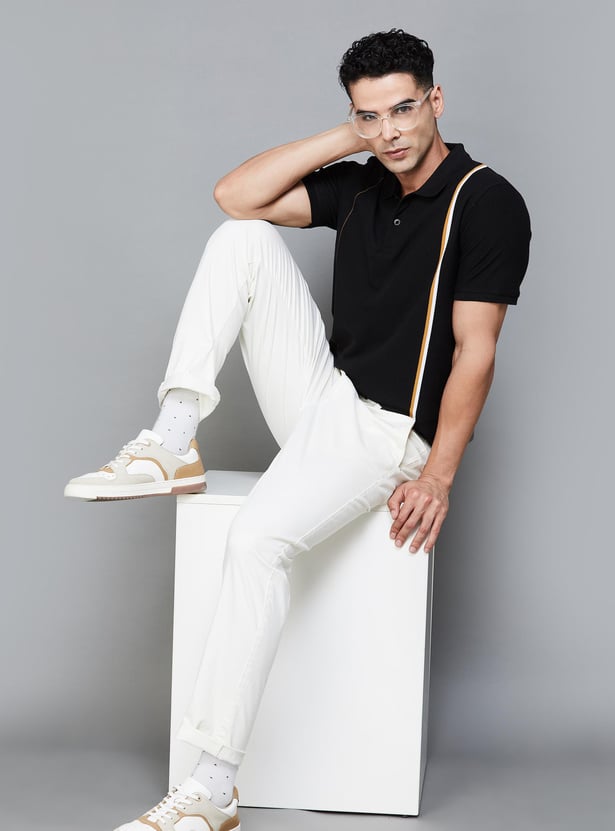 CODE Men Striped Regular Fit Polo T-shirt